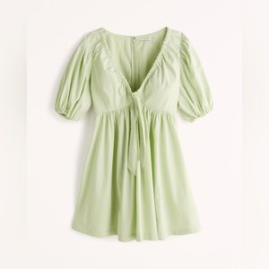 Abercrombie Cinch-Front Poplin Mini Dress / Size XL Tall / GREEN